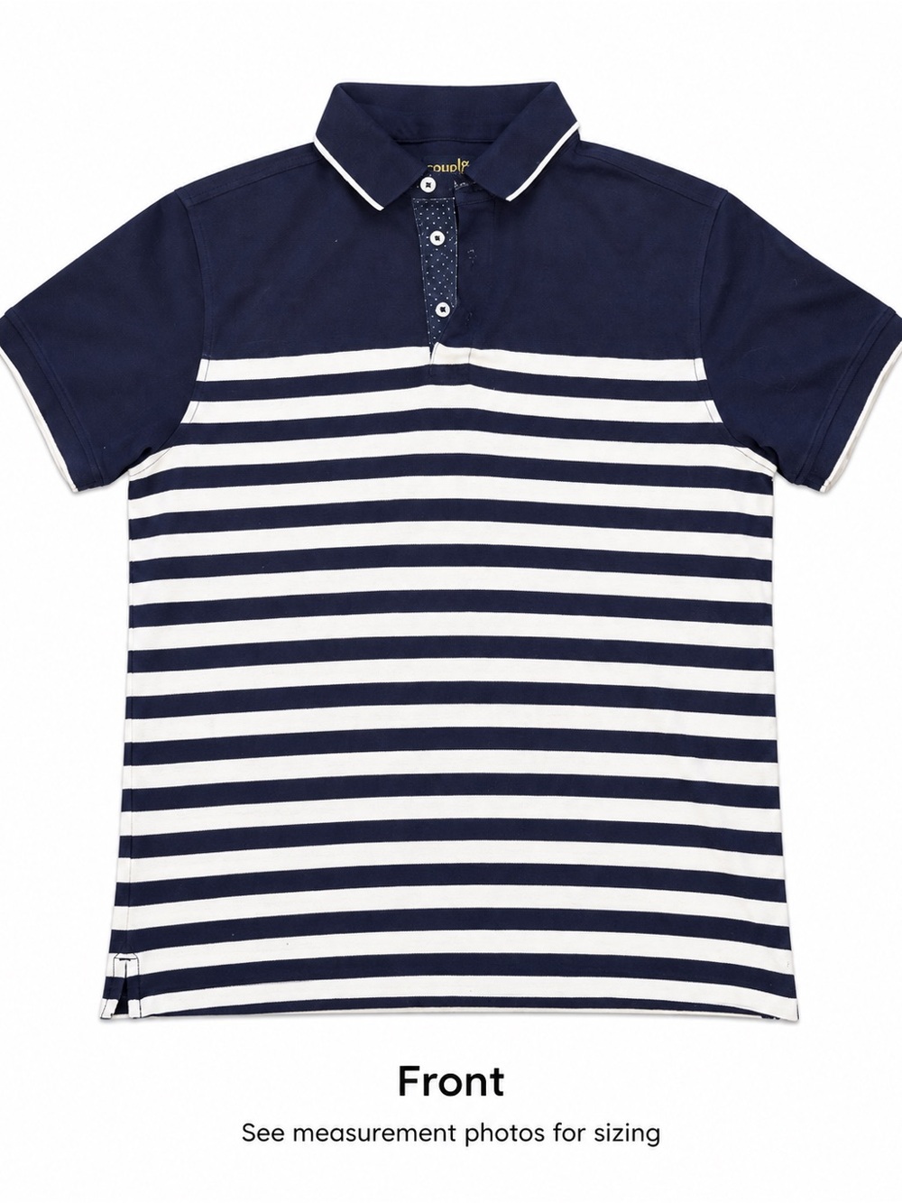 Club Room Estate Performance Navy White Striped Polo Men’s Large